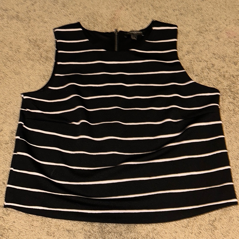 B&W striped zipper tank- Banana Republic
